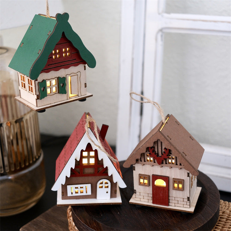 Christmas Retro Glow Mini House Decorations Holiday Ornaments