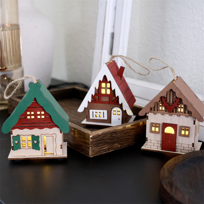 Christmas Retro Glow Mini House Decorations Holiday Ornaments