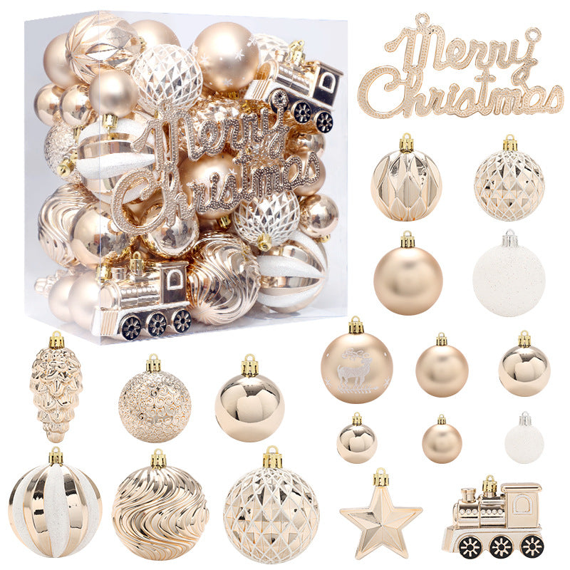 65pcs light champagne white painted Christmas ball
