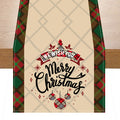 Santa Claus checkered white linen table flag geometric Christmas