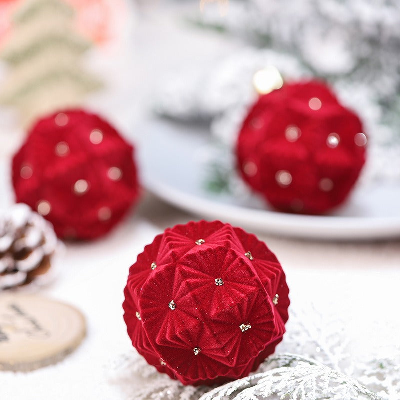 Christmas ball decoration 8cm/12 pieces colored brick plush