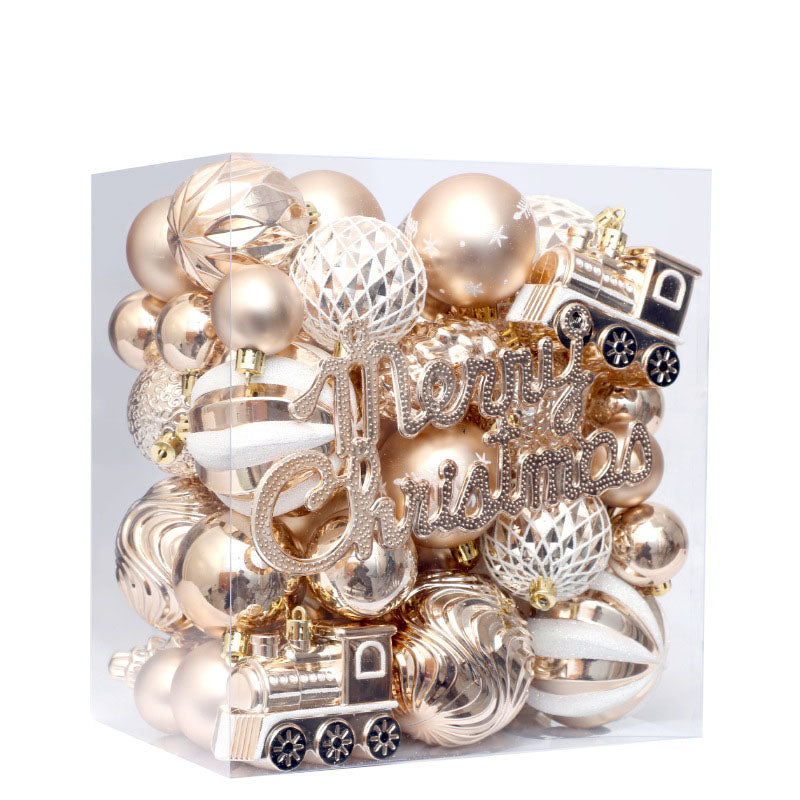 65pcs light champagne white painted Christmas ball