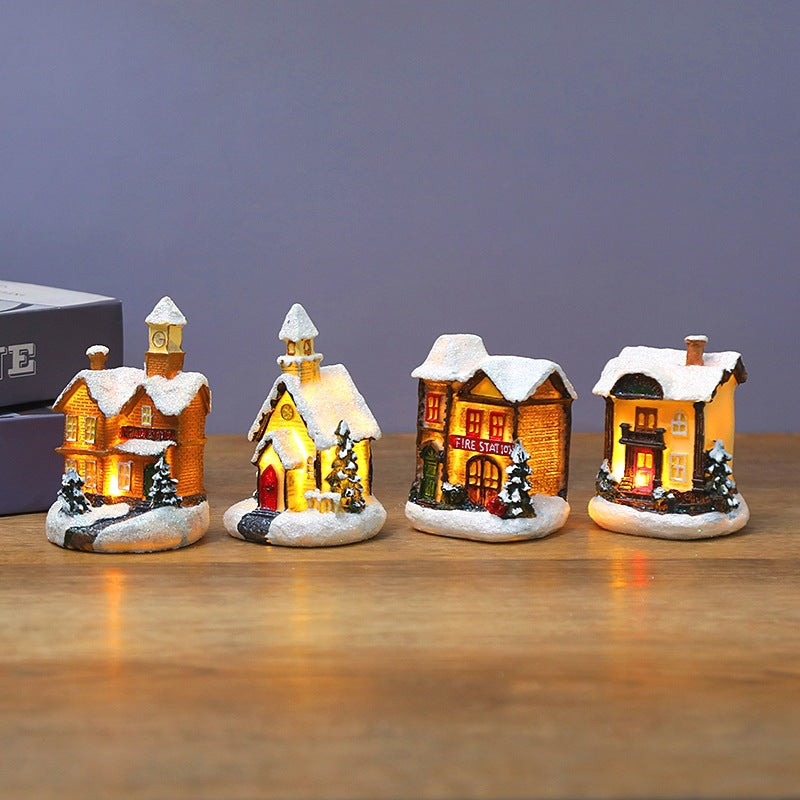 Christmas luminous small house LED warm light European style