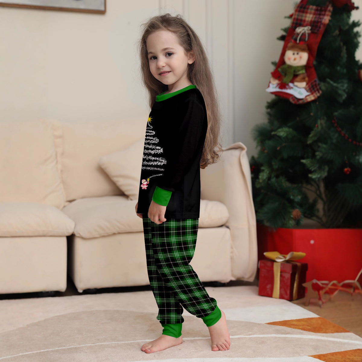 Christmas Family Matching PajamasBlack Set, Holiday Home Wear
