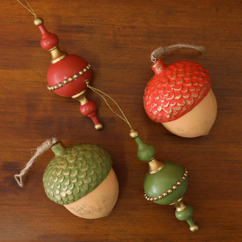 Christmas Wooden Acorn Star Tree Ornament  \ Holiday Decoration