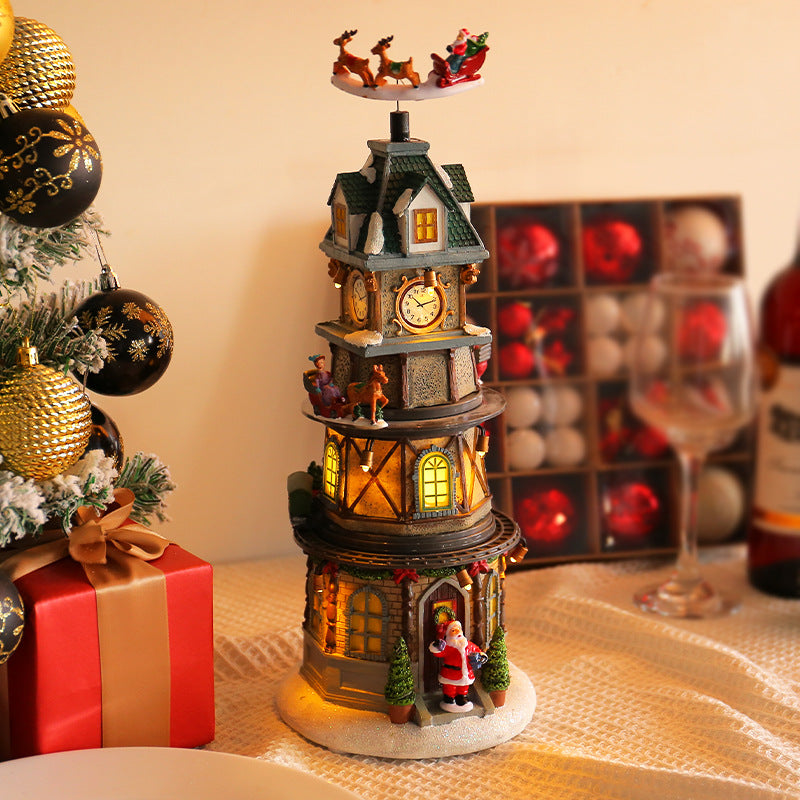 Christmas gift, Christmas luminous rotating music box