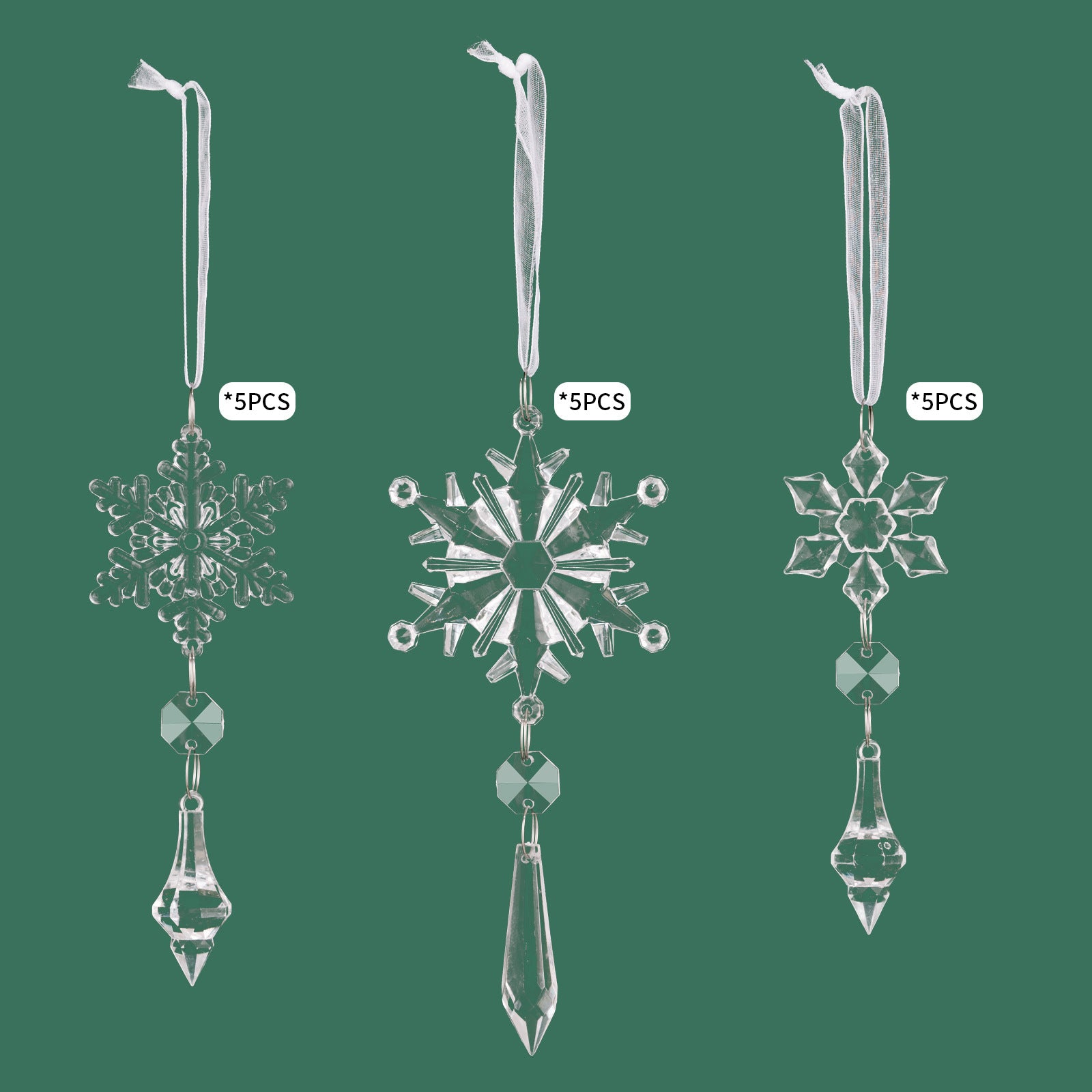 Christmas Crystal Snowflake 15PC Decorations