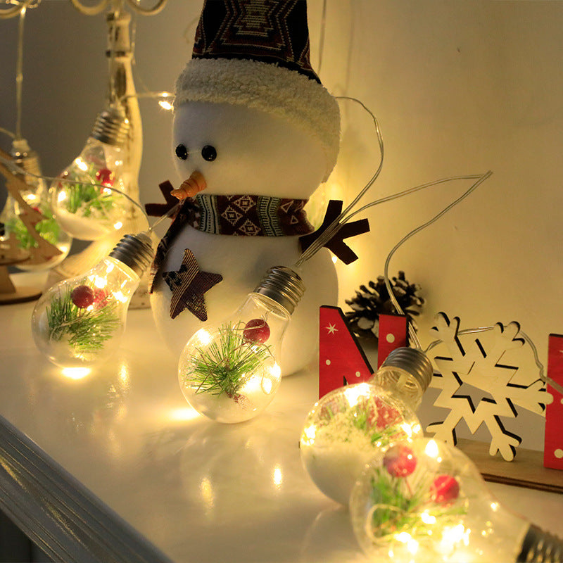 Christmas Ball Bubble Lamp Pine Needle Red Fruit Snowflake