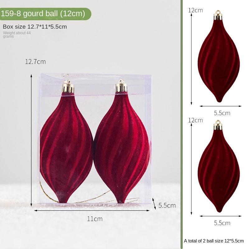 Christmas Decoration Flocked Ball Wine Red