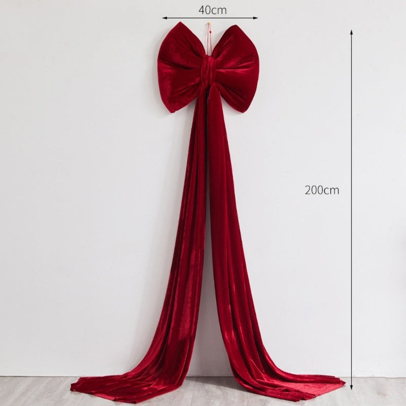 Large Wine Red Christmas Bow - Big Festive Tree Topper Decoration for Xmas
