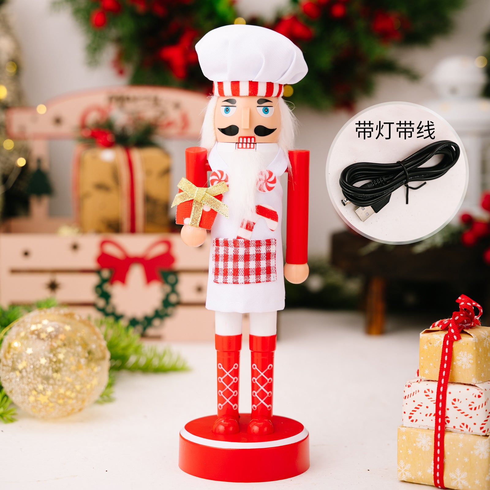 Christmas Decoration Nutcracker Soldier Figurine with Light