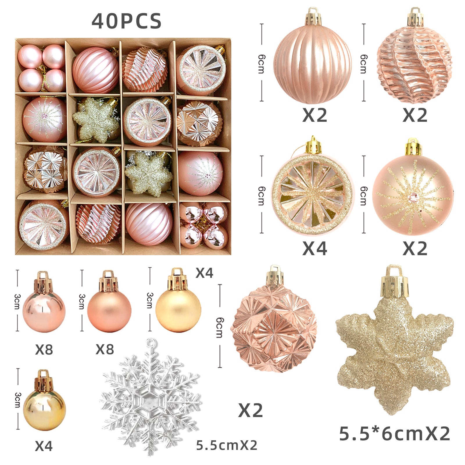 Christmas decoration 6cm  ball special-shaped painted