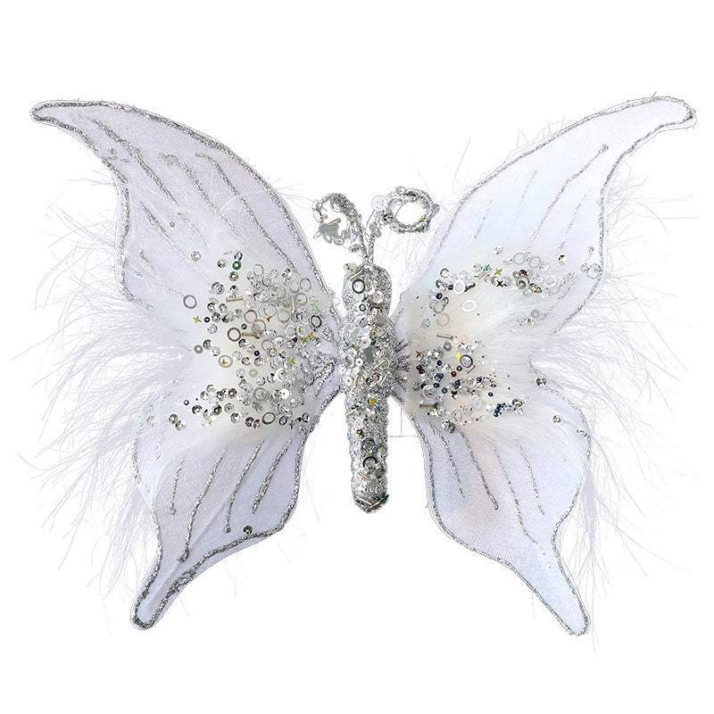 New Fabric Christmas Butterfly \ Christmas Scene Decoration Simulation Butterfly