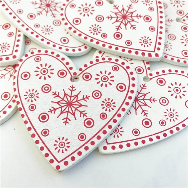 10pcs New Year Natural Wood Christmas Tree Ornament