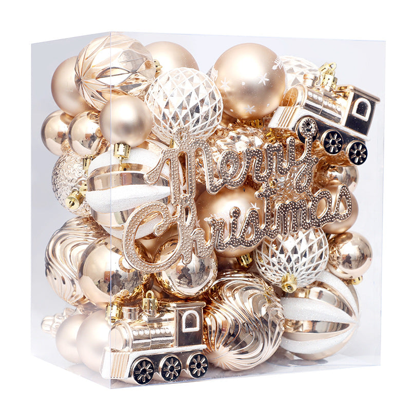 65pcs light champagne white painted Christmas ball