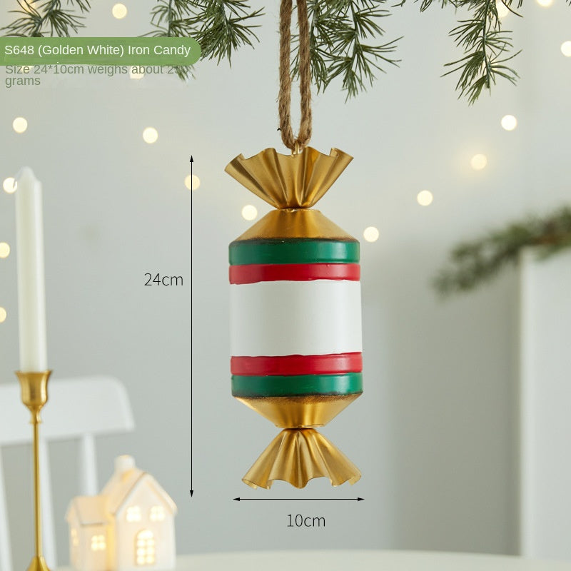 Christmas Creative Decoration Candy-Shaped Iron Hanging Ornament