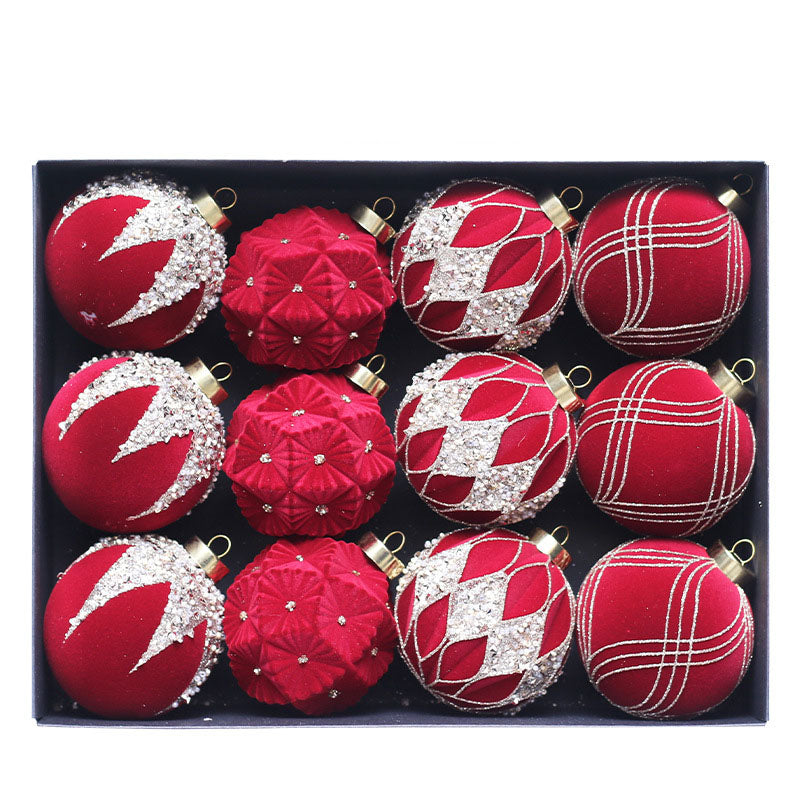 Christmas ball decoration 8cm/12 pieces colored brick plush