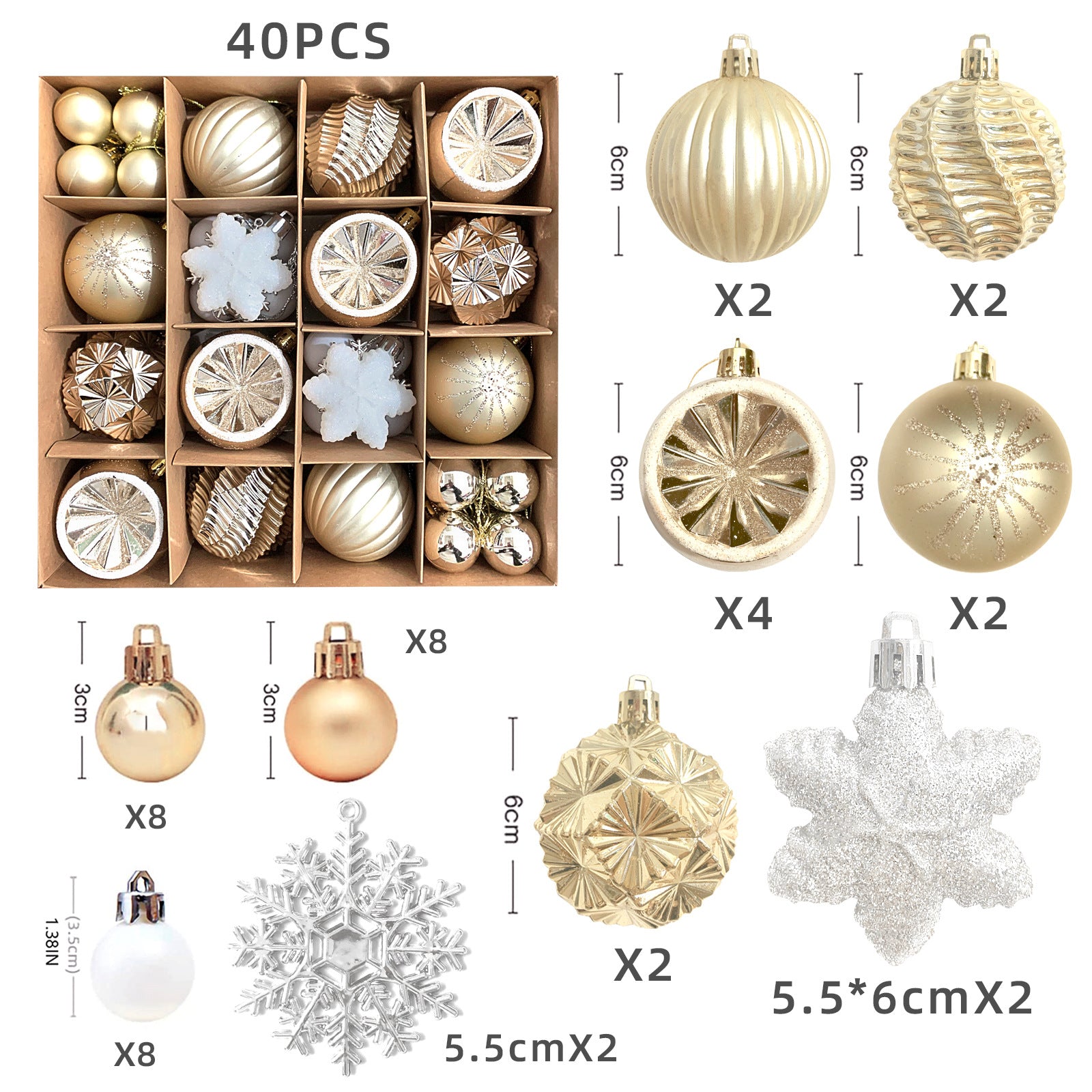 Christmas decoration 6cm  ball special-shaped painted