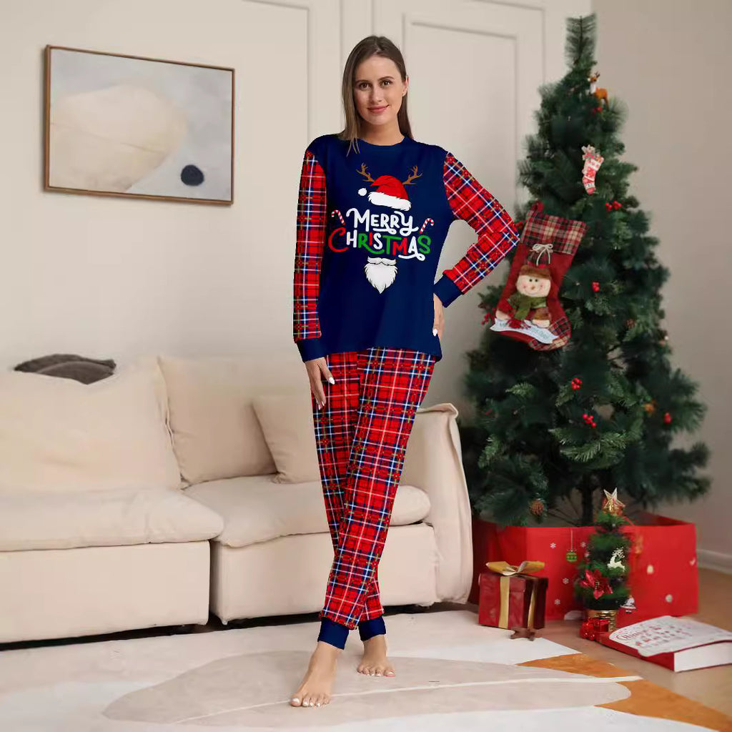 Christmas Family Matching Pajamas Set Christmas Hat Home Wear