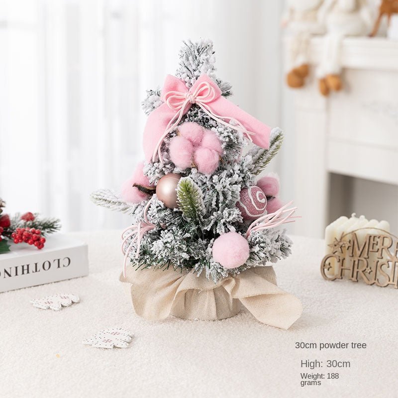Mini Christmas Tree Decoration for Store Window Display, Artificial Pink Cedar