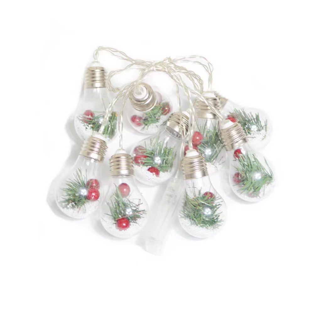Christmas Ball Bubble Lamp Pine Needle Red Fruit Snowflake