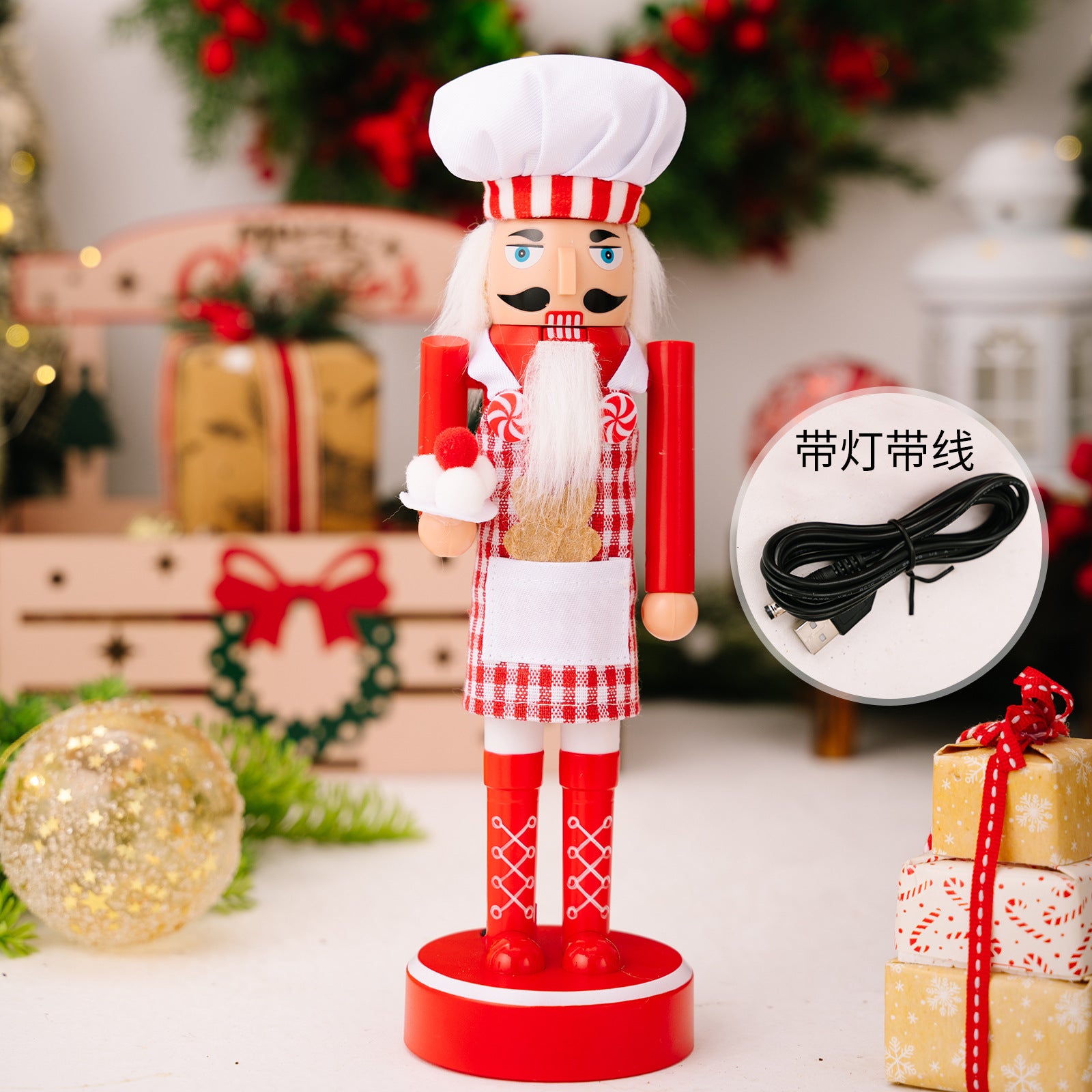 Christmas Decoration Nutcracker Soldier Figurine with Light
